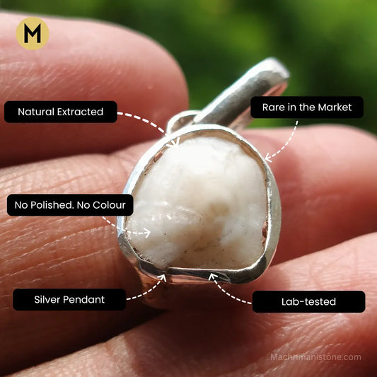 White Machmani Stone in Silver Pendant