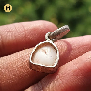 White Machmani Stone in Silver Pendant